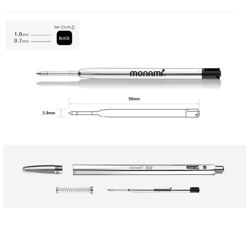 Monami 4 Pcs MONAMI FX-4000 153 Ballpoint Pen Refill 0.7mm(2Pcs)/1.0mm(2Pcs) - Image 3